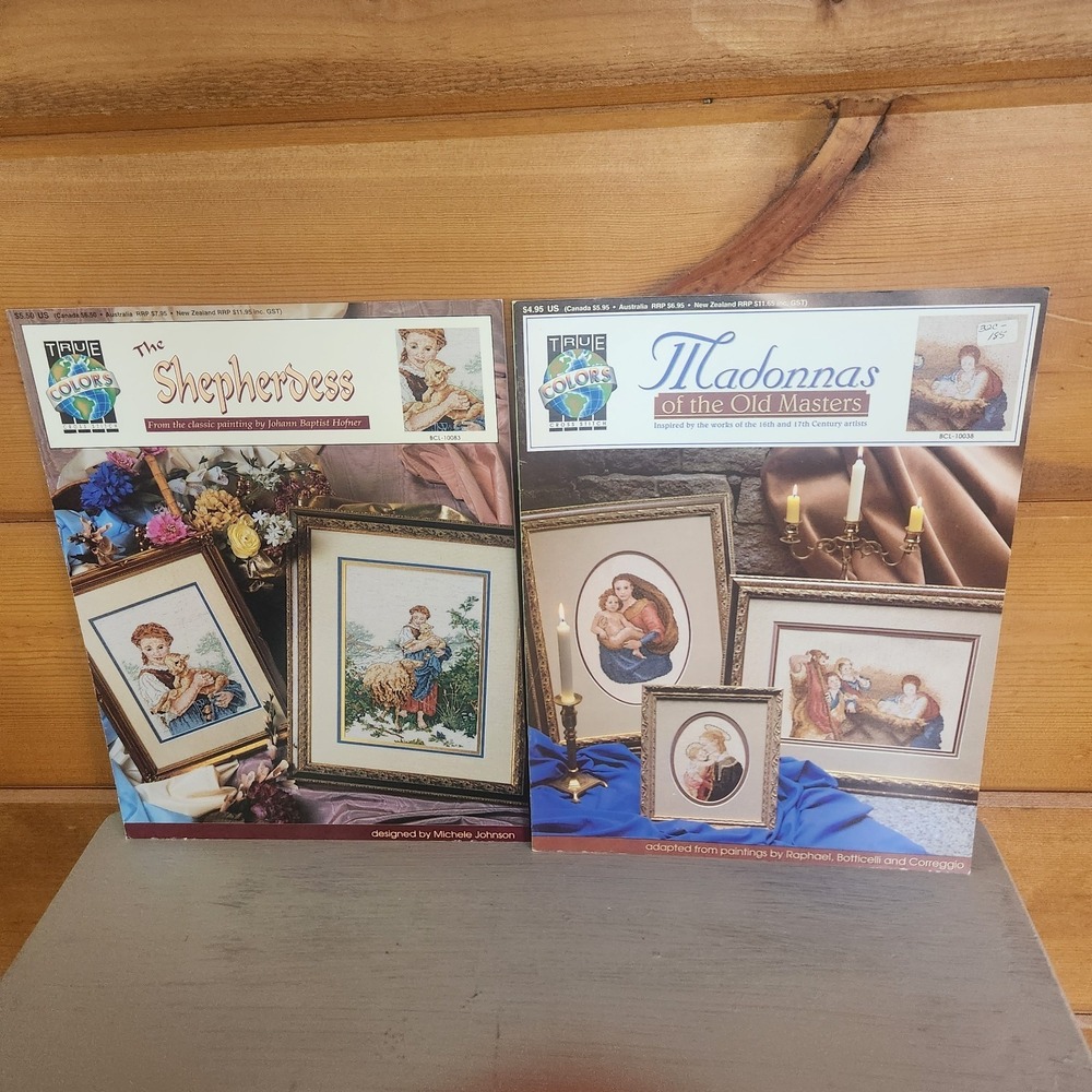 Vintage True‎ Colors Cross-Stitch Pattern lot The Shepherdess & Madonnas Masters